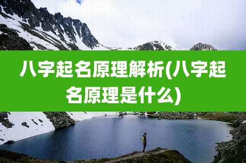 八字起名原理解析(八字起名原理是什么)