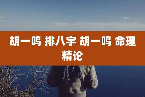 胡一鸣 排八字 胡一鸣 命理精论