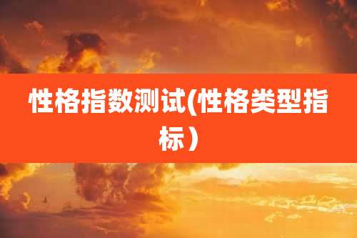 性格指数测试(性格类型指标）