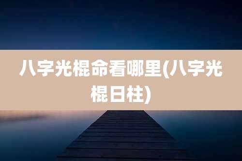 八字光棍命看哪里(八字光棍日柱)