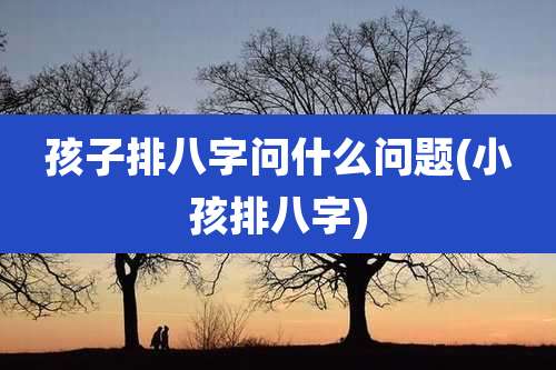 孩子排八字问什么问题(小孩排八字)