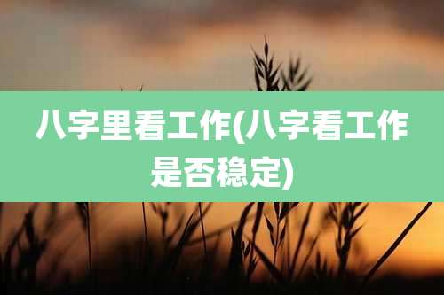 八字里看工作(八字看工作是否稳定)