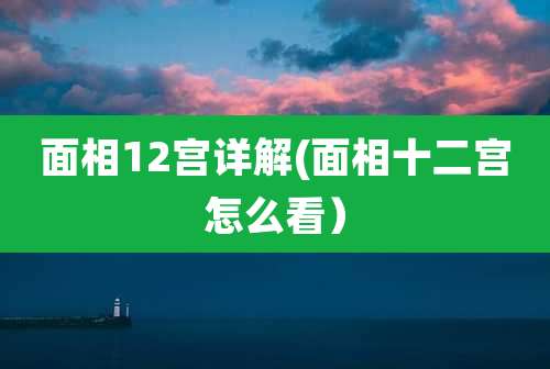 面相12宫详解(面相十二宫怎么看）
