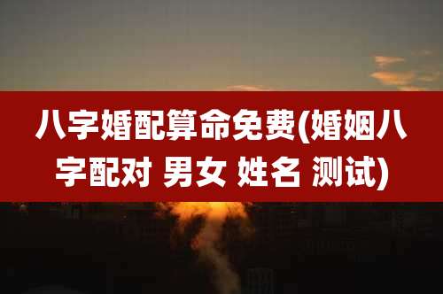 八字婚配算命免费(婚姻八字配对 男女 姓名 测试)