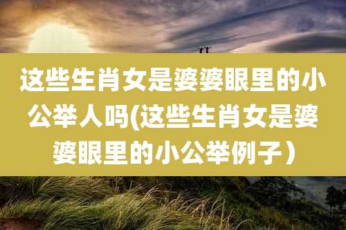 这些生肖女是婆婆眼里的小公举人吗(这些生肖女是婆婆眼里的小公举例子)