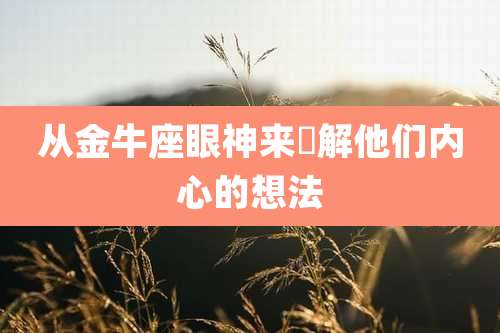 从金牛座眼神来瞭解他们内心的想法