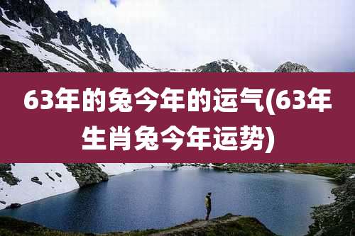 63年的兔今年的运气(63年生肖兔今年运势)