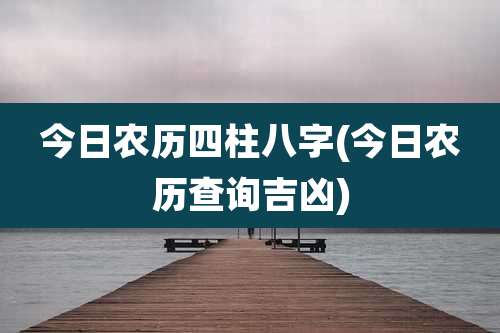 今日农历四柱八字(今日农历查询吉凶)