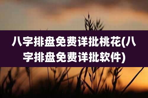 八字排盘免费详批桃花(八字排盘免费详批软件)