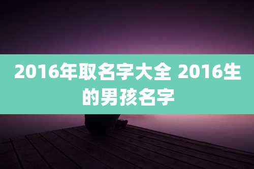 2016年取名字大全 2016生的男孩名字