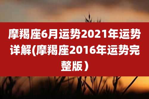 摩羯座6月运势2021年运势详解(摩羯座2016年运势完整版)