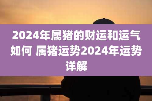 2024年属猪的财运和运气如何 属猪运势2024年运势详解