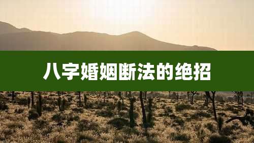 八字婚姻断法的绝招