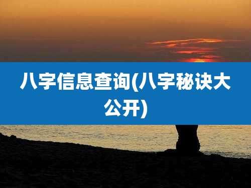 八字信息查询(八字秘诀大公开)