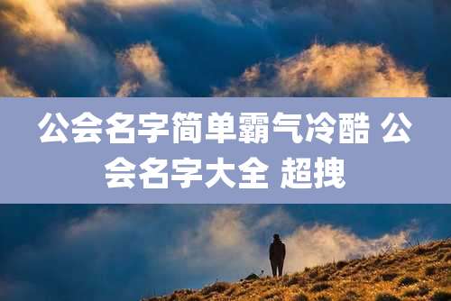公会名字简单霸气冷酷 公会名字大全 超拽