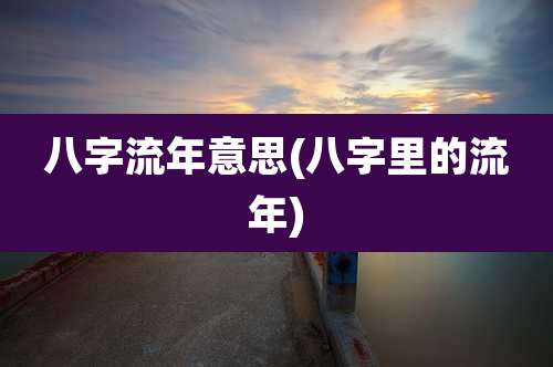 八字流年意思(八字里的流年)