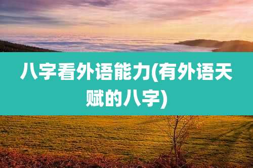 八字看外语能力(有外语天赋的八字)