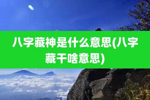 八字藏神是什么意思(八字藏干啥意思)