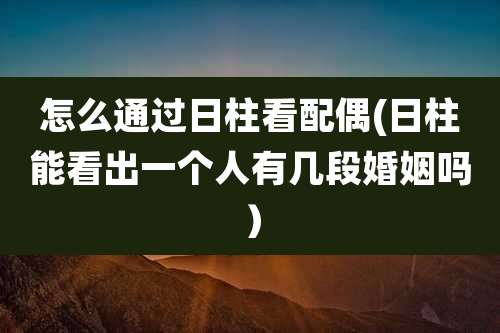 怎么通过日柱看配偶(日柱能看出一个人有几段婚姻吗）