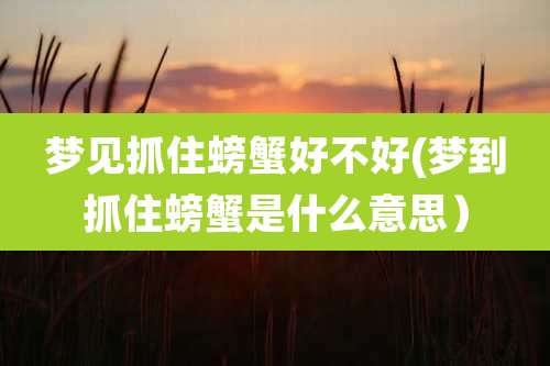 梦见抓住螃蟹好不好(梦到抓住螃蟹是什么意思)