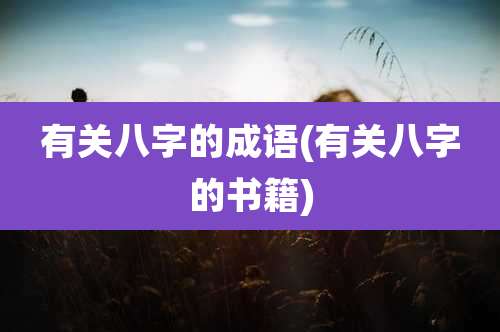 有关八字的成语(有关八字的书籍)