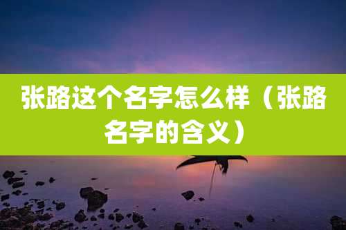 张路这个名字怎么样(张路名字的含义)