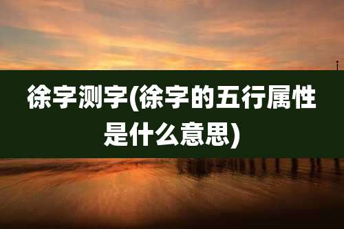 徐字测字(徐字的五行属性是什么意思)