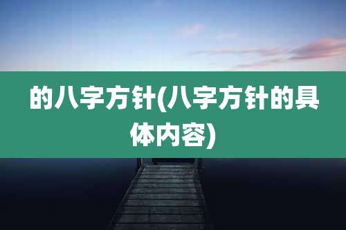 的八字方针(八字方针的具体内容)
