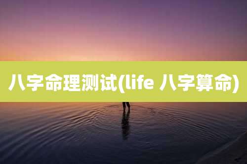 八字命理测试(life 八字算命)