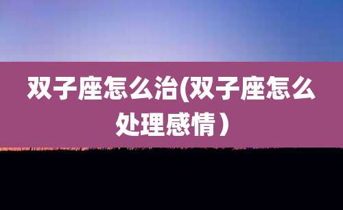 双子座怎么治(双子座怎么处理感情)