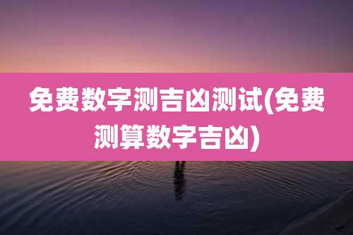 免费数字测吉凶测试(免费测算数字吉凶)