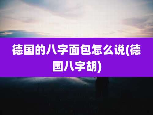 德国的八字面包怎么说(德国八字胡)