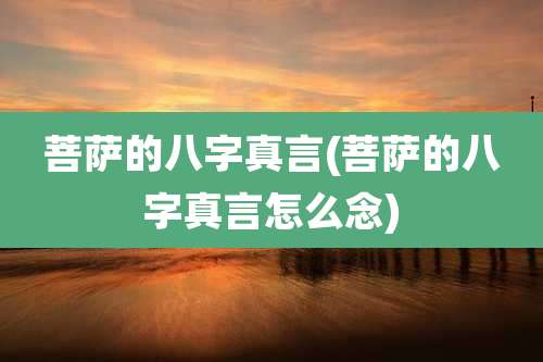 菩萨的八字真言(菩萨的八字真言怎么念)