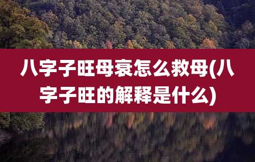 八字子旺母衰怎么救母(八字子旺的解释是什么)