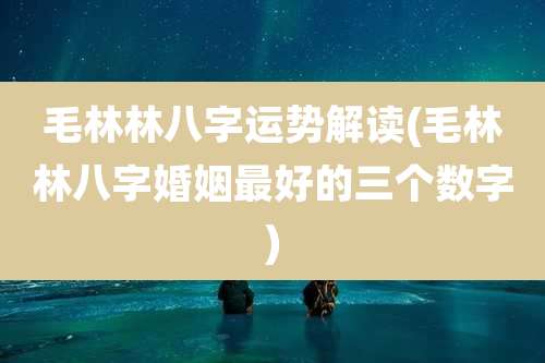 毛林林八字运势解读(毛林林八字婚姻最好的三个数字)