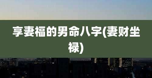 享妻福的男命八字(妻财坐禄)