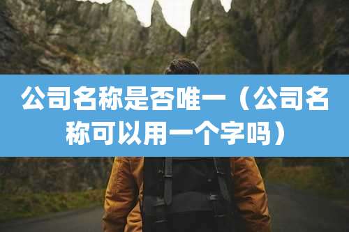 公司名称是否唯一(公司名称可以用一个字吗)
