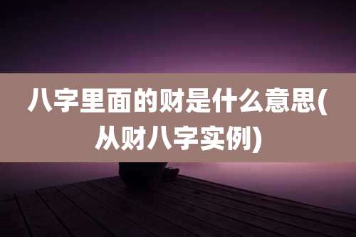 八字里面的财是什么意思(从财八字实例)