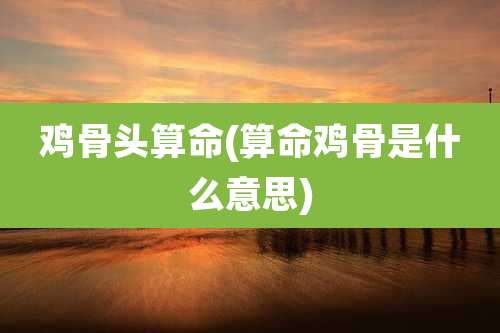 鸡骨头算命(算命鸡骨是什么意思)