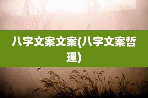 八字文案文案(八字文案哲理)