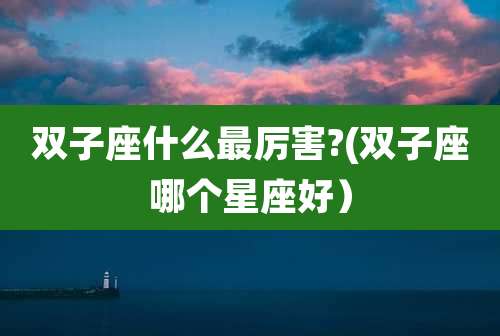 双子座什么最厉害?(双子座哪个星座好)