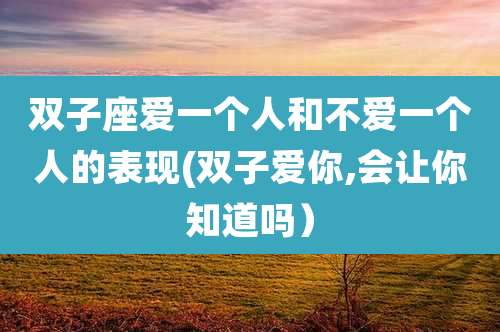 双子座爱一个人和不爱一个人的表现(双子爱你,会让你知道吗）