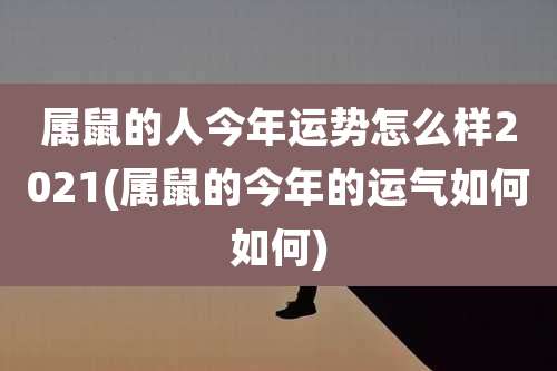 属鼠的人今年运势怎么样2021(属鼠的今年的运气如何如何)