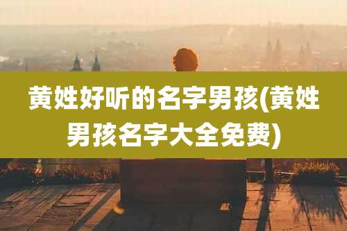黄姓好听的名字男孩(黄姓男孩名字大全免费)