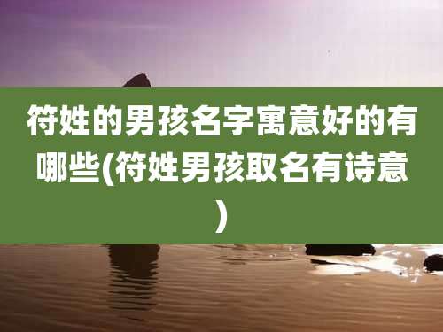 符姓的男孩名字寓意好的有哪些(符姓男孩取名有诗意)