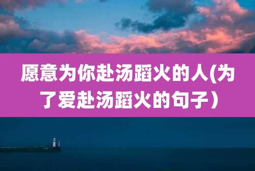 愿意为你赴汤蹈火的人(为了爱赴汤蹈火的句子)