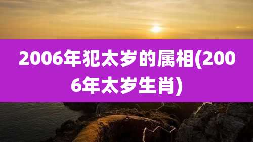 2006年犯太岁的属相(2006年太岁生肖)