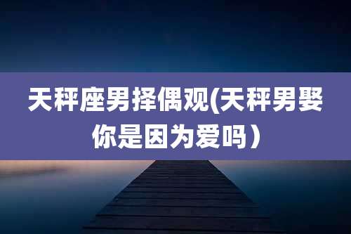 天秤座男择偶观(天秤男娶你是因为爱吗)