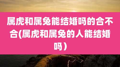 属虎和属兔能结婚吗的合不合(属虎和属兔的人能结婚吗)