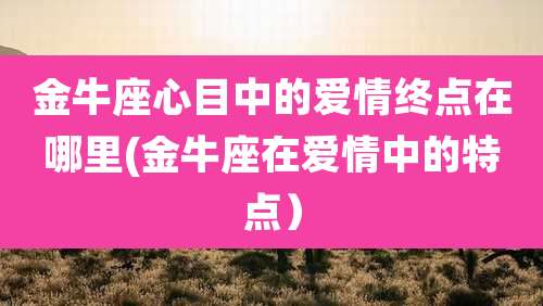 金牛座心目中的爱情终点在哪里(金牛座在爱情中的特点）